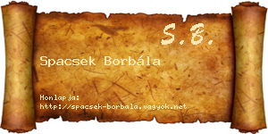 Spacsek Borbála névjegykártya